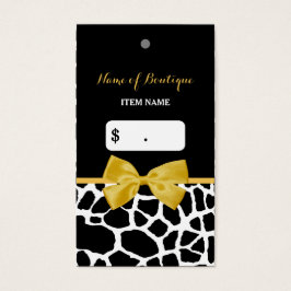 Trendy Yellow Bow Giraffe Print Boutique Hang Tag