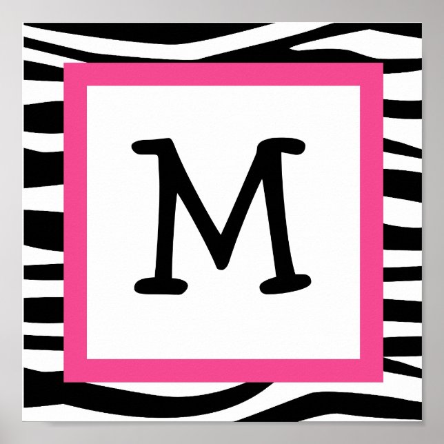 Trendy Zebra Print Nursery Wall Art Name Impressão (Frente)