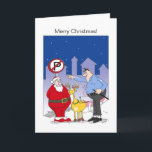 Trenó engraçado do cartão de Natal do papai noel<br><div class="desc">Um de meus desenhos animados que mostram Papai Noel travou por um agente da polícia para estacionar seu trenó em nenhuma zona de estacionamento. Um grande,  cartão engraçado do Natal para alguém que você sabe.  Para trazer Sure o sorriso em seu/sua cara!</div>