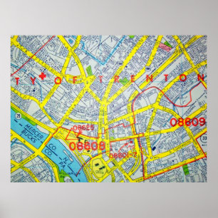 Trenton, poster do mapa do vintage de NJ