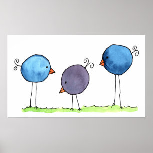 Três Aves Aquáticas Whimsical Poster