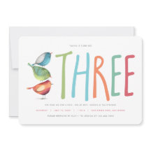 Três Birdie Terceiro Convite de aniversário