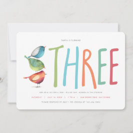 Três Birdie Terceiro Convite de aniversário