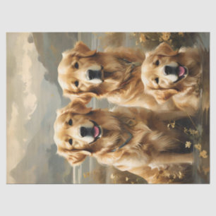 Três Cães Retriever Dourados Papel de Seda Retrato