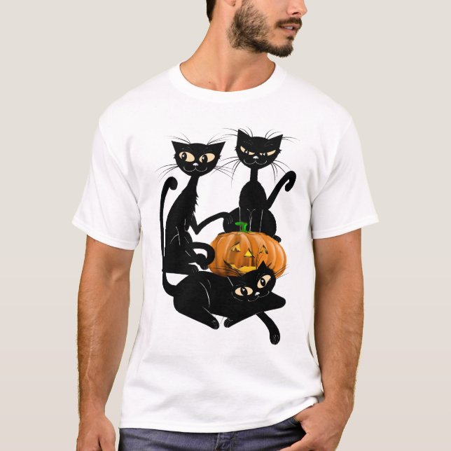 Três camisas transparentes dos gatos pretos (Frente)