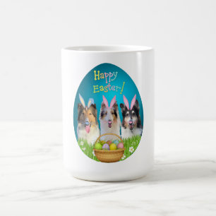 Três canecas de café de Páscoa Collie