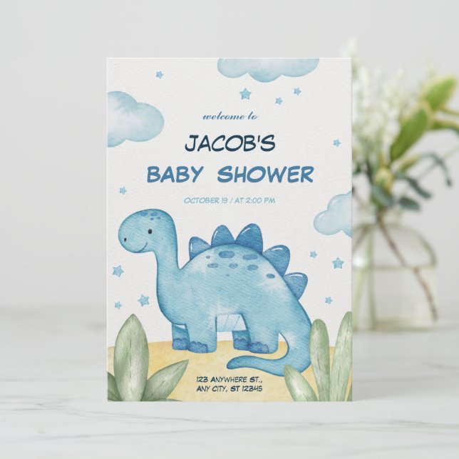 três convites de aniversário rex (Em pé/Frente)