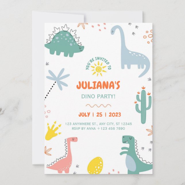 três convites de aniversário rex (Frente)