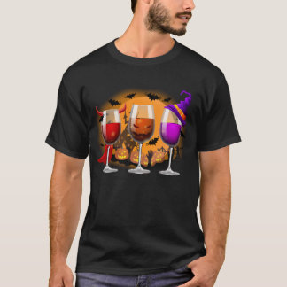 Três Copos De Camiseta De Vinho De Halloween