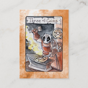 Três do cartão de visita de Tarot das moedas