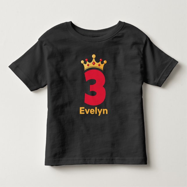 Três e um T-Shirt Crown-Toddler (Frente)
