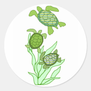 Três em seguido etiquetas da tartaruga de mar