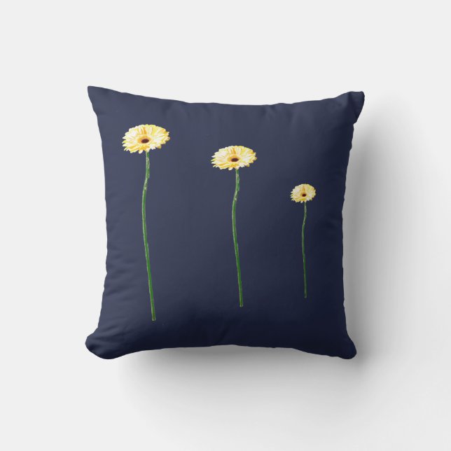 Três Flores de Gerbera Amarela Almofada (Frente)