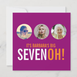 Três fotos, 70 SEVENOH! convite para o aniversário
