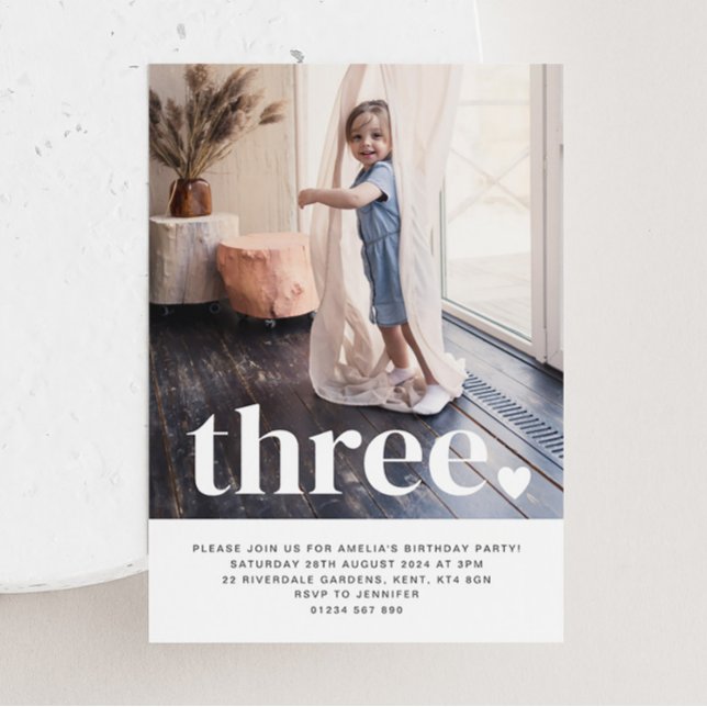 Três Fotos do Coração Primeiro Convite de Aniversá (Criador carregado)