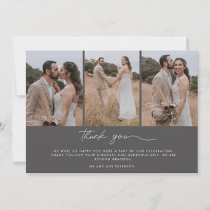 Três Fotos Elegantes de Agradecimento de Casamento