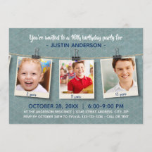 Três fotos no Twine - Convite de aniversário