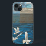 Três Gaivotas Brancas Voando Sobre A Água<br><div class="desc">Precisa fugir? Faça-o escolhendo esta pintura da artista Tara Friel representando três gaivotas voando sobre a água. A visão das ondas do oceano e as cores vívidas tornam este design muito realista.</div>