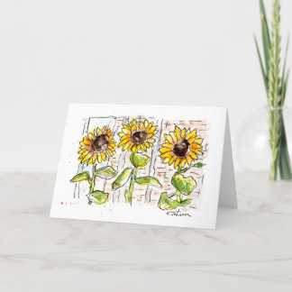 Três Girassóis Cartão de Vestir Aquarela