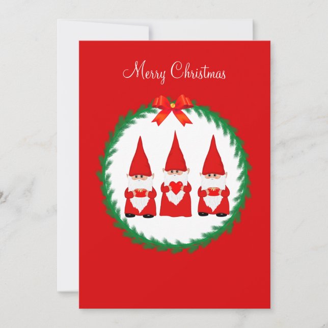 Três gnomos de Natal em vermelho (Frente)