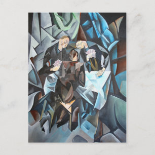 Três Homens Jogando Cartões Arte Geométrica Após R