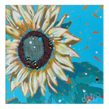 Três mamangabas num girassol