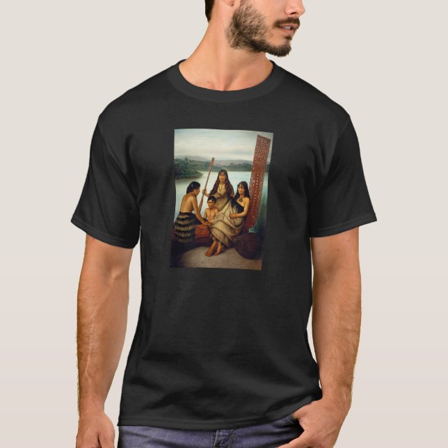 "Três meninas maori e um t-shirt de Lindauer do (Frente)