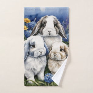 Três Pequenas Toalhas De Coelhinhos De Lop