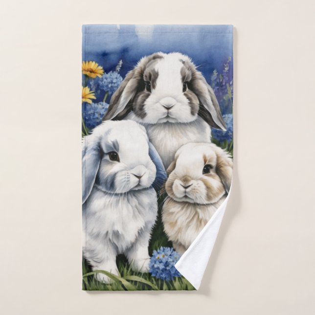 Três Pequenas Toalhas De Coelhinhos De Lop (Toalha de mão)