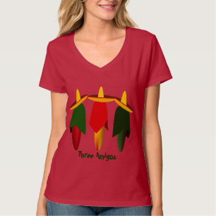 Três Pimentões Quentes Amigo - Camiseta Vermelha