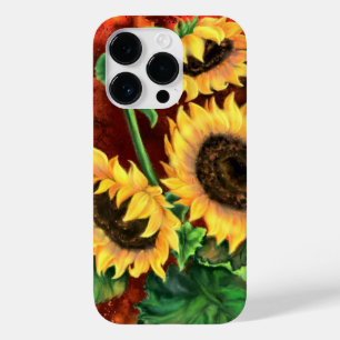 Três pintura de girassóis