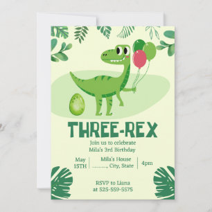 Três Rex 3rd Dinosaur Convite de Aniversário