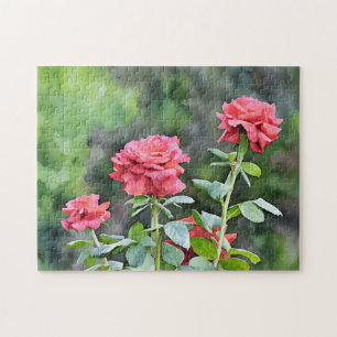 Três Rosas Cor-de-Rosa Quebra-Cabeça de Arte do Ja