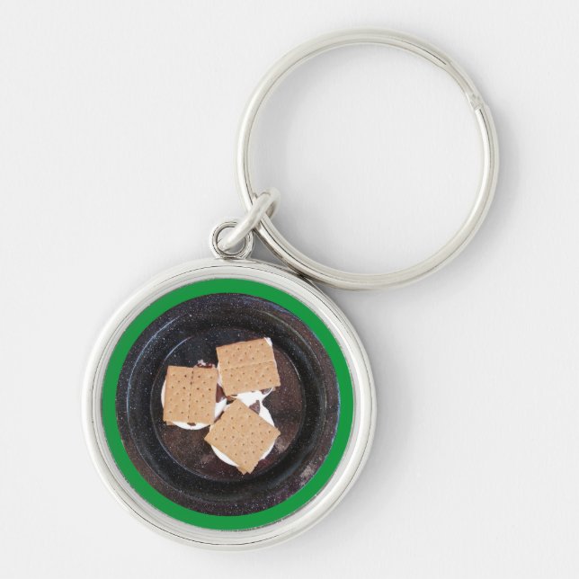 Três S'mores em um Chaveiro de Prata de Campo (Frente)