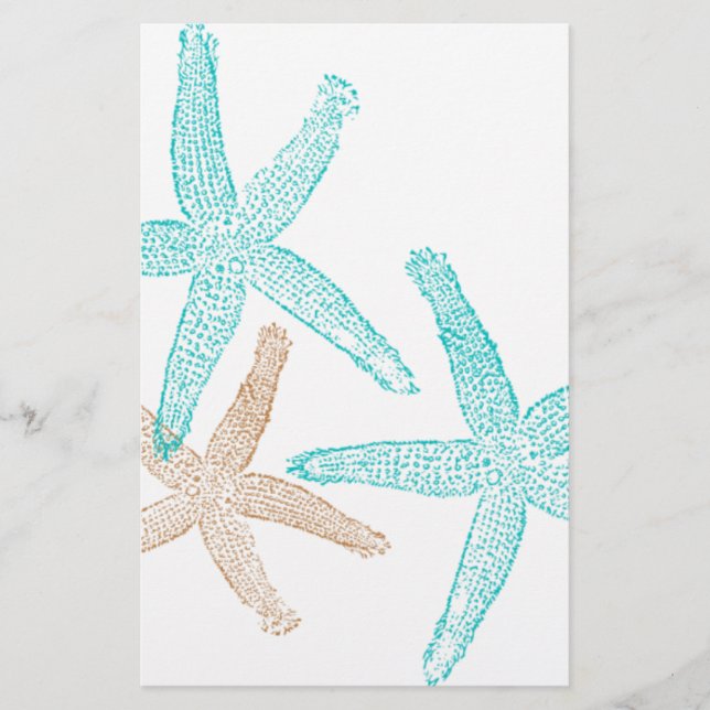 Três Starfish Teal e Tan (Frente)