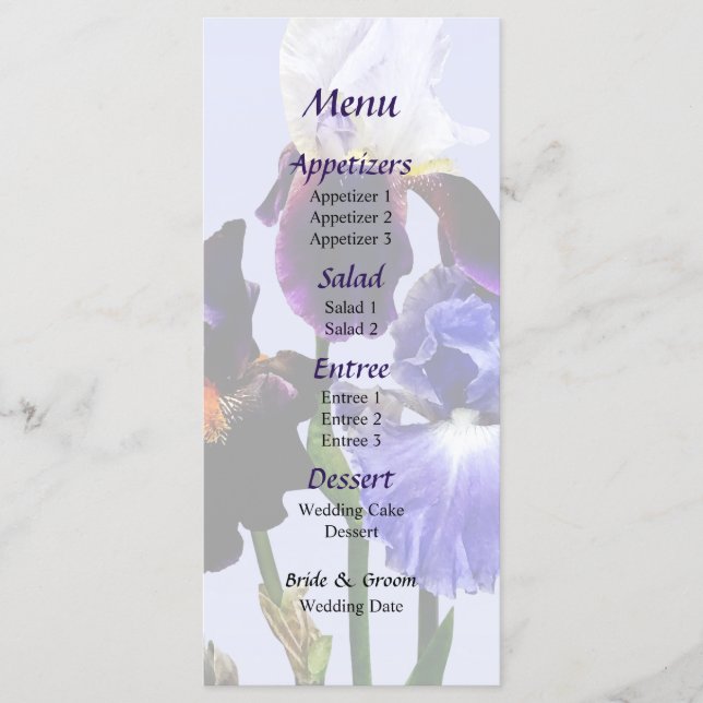 Três Tipos de Menu de Casamento de Íris (Frente)