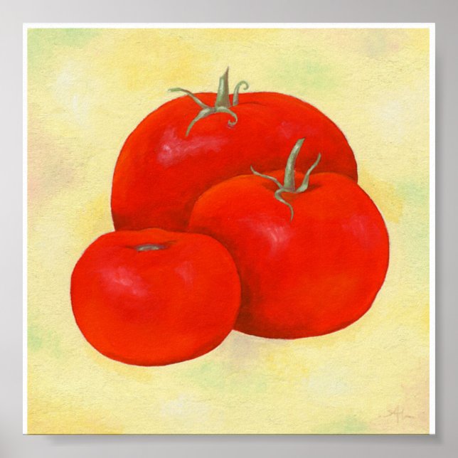 Três Tomates Painting impressão (Frente)