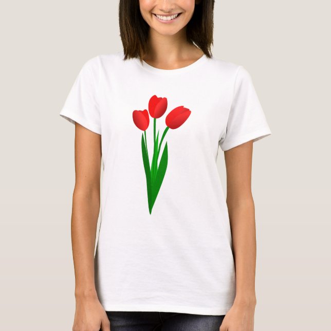 Três Tulipas Vermelhas Camiseta (Frente)