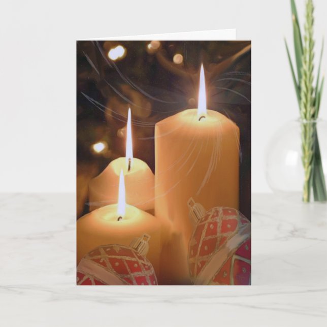 Três velas brancas de cartões de Natal (Frente)