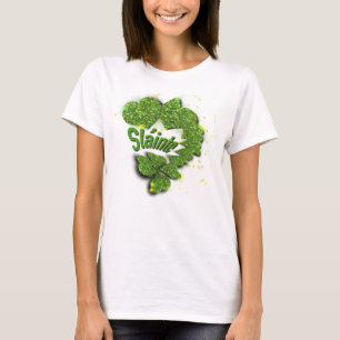 Trevos Verdes corações cintilantes Camiseta Shai