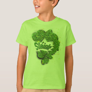 Trevos Verdes corações cintilantes Camiseta Shai