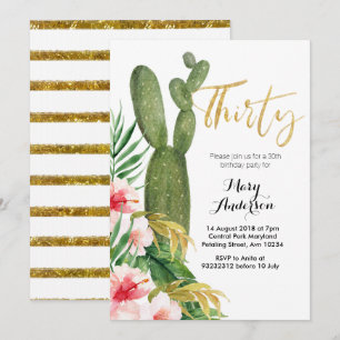 Treze aniversário de 30 anos - Convite cactus fies
