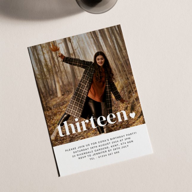 Treze Foto do Coração Convite de Aniversário (Criador carregado)