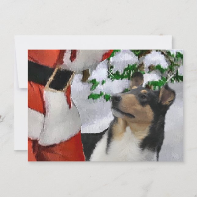 Tri Smooth Collie e Cartão de Natal de Papais noei (Frente)