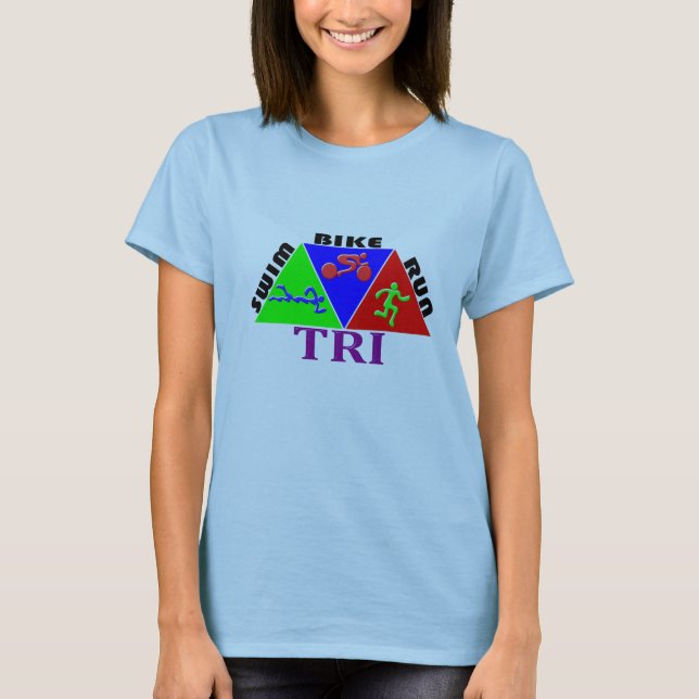 TRI t-shirt funcionado da natação do Triathlon (Frente)