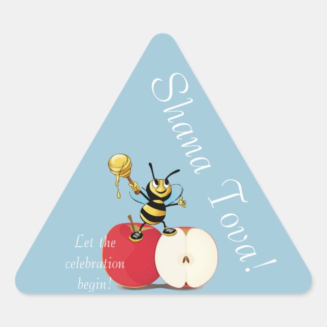 Triangular Abelhas de mel, Apple Rosh HaShana, Adesivo clássi (Frente)