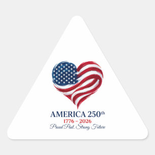 Triangular Adesivo de Coração da Bandeira do 250º Aniversário
