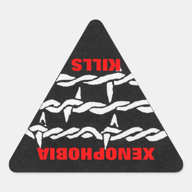 Triangular adesivo de matares de xenofobia (Frente)