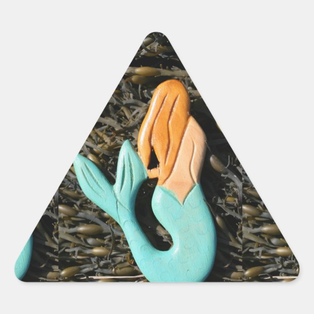 Triangular adesivo de sereia azul (Frente)