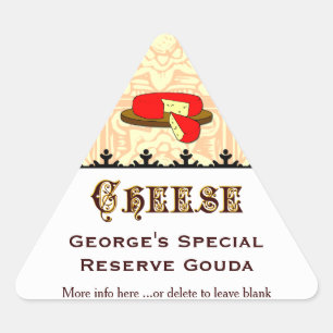 Triangular Adesivo de triângulo de queijo caseiro personaliza